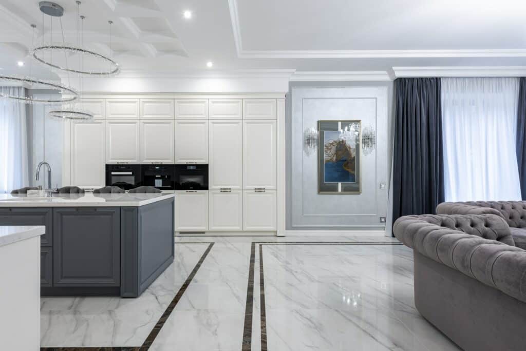 Pros and Cons of a Marble Kitchen Floor￼ - Cosmos Surfaces